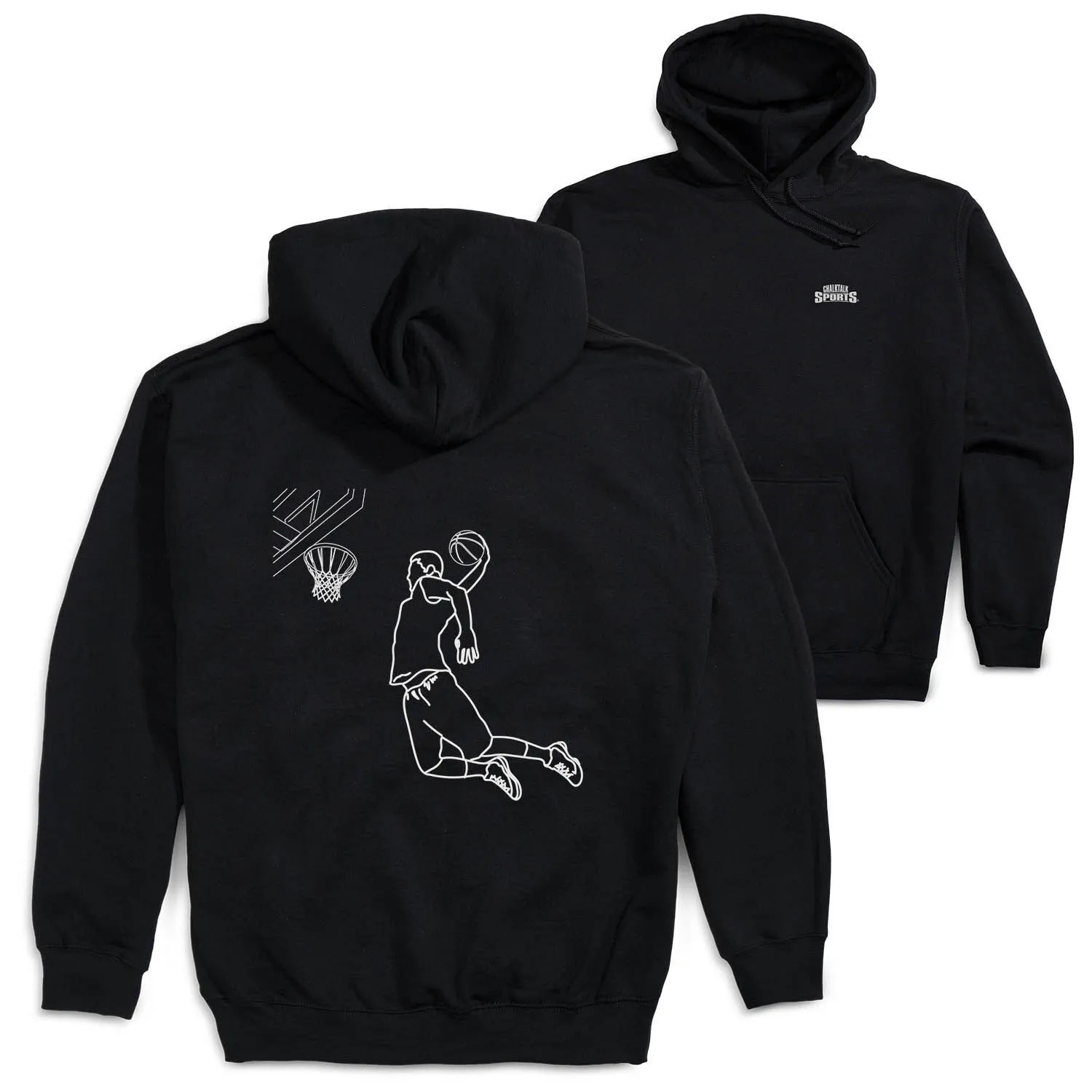 Basketball Hooded Sweatshirt - Basketball Player Sketch (Back Design) 